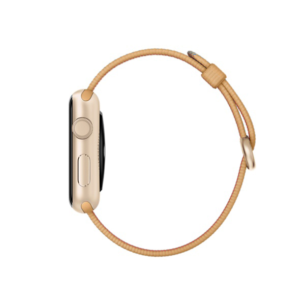 آلبوم ساعت اپل بدنه آلومینیومی طلایی با بند نایلونی طلایی آبی رویال 38 میلیمتر، آلبوم Apple Watch Watch Gold Aluminum Case Gold/Red Woven Nylon 38mm