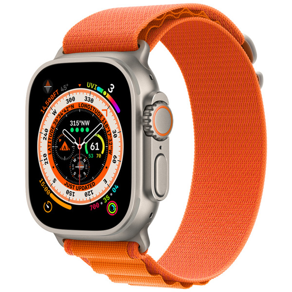 تصاویر ساعت اپل اولترا بدنه تیتانیوم و بند آلپاین نارنجی، تصاویر Apple Watch Ultra Titanium Case with Orange Alpine Loop