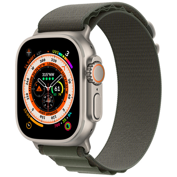 تصاویر ساعت اپل اولترا بدنه تیتانیوم و بند آلپاین سبز، تصاویر Apple Watch Ultra Titanium Case with Green Alpine Loop