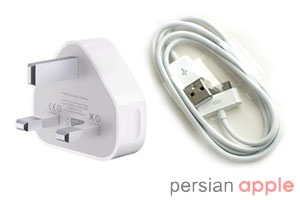 iPhone4 USB Power Adapter & Cable، کابل USB و آداپتور برق آیفون 4