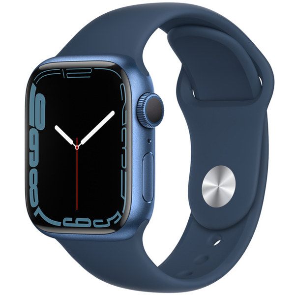تصاویر ساعت اپل سری 7 جی پی اس بدنه آلومینیومی آبی و بند اسپرت آبی 41 میلیمتر، تصاویر Apple Watch Series 7 GPS Blue Aluminum Case with Abyss Blue Sport Band 41 mm