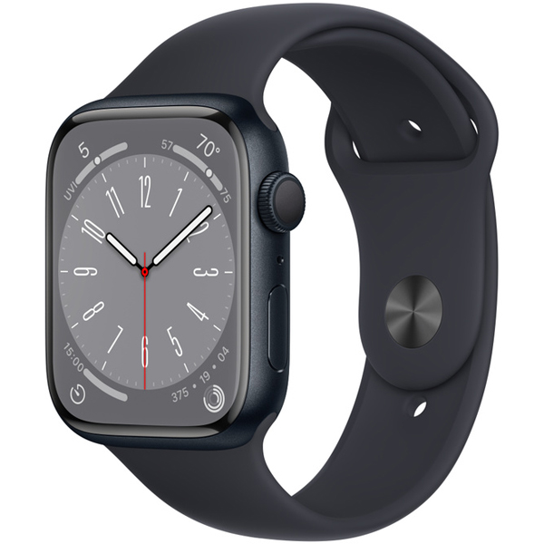 تصاویر ساعت اپل سری 8 بدنه آلومینیومی میدنایت و بند اسپرت میدنایت 45 میلیمتر، تصاویر Apple Watch Series 8 Midnight Aluminum Case with Midnight Sport Band 45mm