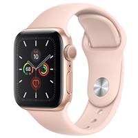 Apple Watch Series 5 GPS Gold Aluminum Case with Pink Sand Sport Band 40 mm، ساعت اپل سری 5 جی پی اس بدنه آلومینیوم طلایی و بند اسپرت صورتی 40 میلیمتر