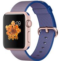 Apple Watch Watch Rose Gold Aluminum Case Royal Blue Woven Nylon 38mm، ساعت اپل بدنه آلومینیوم رزگلد بند نایلونی آبی رویال 38 میلیمتر
