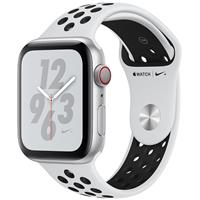 Apple Watch Series 4 Nike+ Cellular Silver Aluminum Case with Platinum/Black Nike Sport Band 44mm، ساعت اپل سری 4 نایکی پلاس سلولار بدنه آلومینیوم نقره ای و بند سفید مشکی نایکی اسپرت 44 میلیمتر