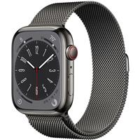 Apple Watch Series 8 Cellular Graphite Stainless Steel Case with Graphite Milanese Loop 45mm، ساعت اپل سری 8 سلولار بدنه استیل خاکستری و بند استیل میلان خاکستری 45 میلیمتر