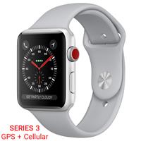 Apple Watch Series 3 Cellular Silver Aluminum Case with Fog Sport Band 42mm، ساعت اپل سری 3 سلولار بدنه آلومینیومی نقره ای با بند طوسی اسپرت 42 میلیمتر