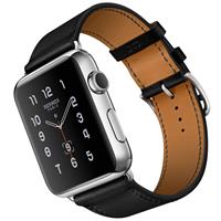 Apple Watch Hermes Single Tour 42mm Black Noir Leather Band، ساعت اپل هرمس تک دور 42 میلیمتر بدنه استیل و بند چرمی نویر مشکی