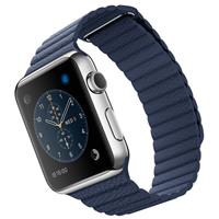 Apple Watch Watch Stainless Steel Case Midnight Blue Leather loop 42mm، ساعت اپل بدنه استیل بند آبی تیره چرم لوپ 42 میلیمتر