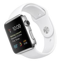 Apple Watch Watch Stainless Steel Case with White Sport Band 42mm، ساعت اپل بدنه استیل بند اسپرت سفید 42 میلیمتر