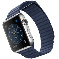 Apple Watch Watch Stainless Steel Case Bright Blue Leather loop 42mm، ساعت اپل بدنه استیل بند آبی چرم لوپ 42 میلیمتر