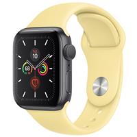 Apple Watch Series 5 GPS Space Gray Aluminum Case with Yellow Sport Band 40 mm، ساعت اپل سری 5 جی پی اس بدنه آلومینیوم خاکستری و بند اسپرت زرد 40 میلیمتر