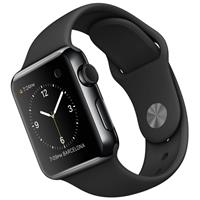 Used Apple Watch 42mm Black Stainless Steel Case with Black Sport Band LL/A، دست دوم ساعت اپل 42 میلیمتر بدنه استیل بند اسپرت مشکی پارت نامبر آمریکا