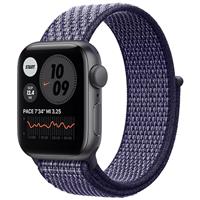 Apple Watch SE Nike Space Gray Aluminum Case with Purple Pulse Nike Sport Loop 40mm، ساعت اپل اس ای نایکی بدنه آلومینیم خاکستری و بند نایکی اسپرت لوپ بنفش 40 میلیمتر