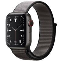 Apple Watch Series 5 Edition Space Black Titanium Case with Anchor Gray Sport Loop 44mm، ساعت اپل سری 5 ادیشن بدنه تیتانیوم مشکی و بند اسپرت لوپ خاکستری 44 میلیمتر Anchor Gray